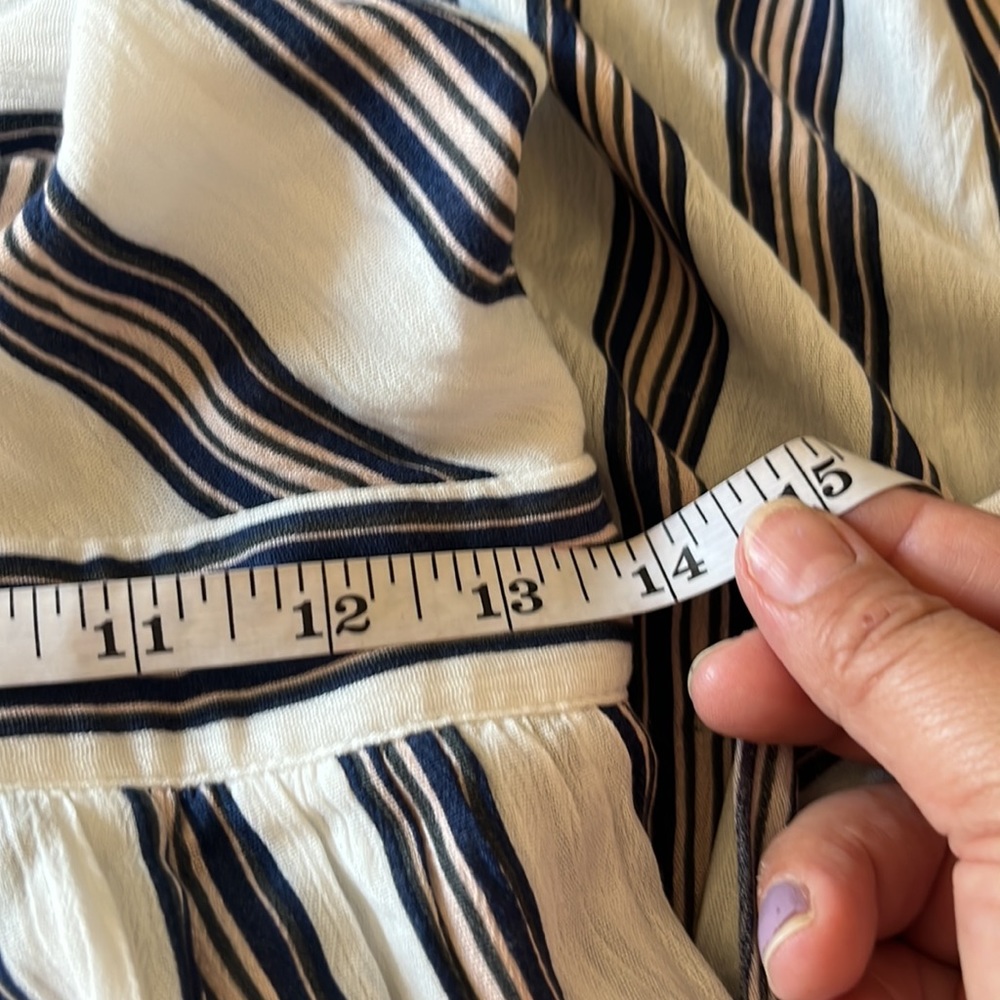A. Calin ByFlying TomatoStriped White Navy Beige Maxi Dress sz M - Picture 11 of 13